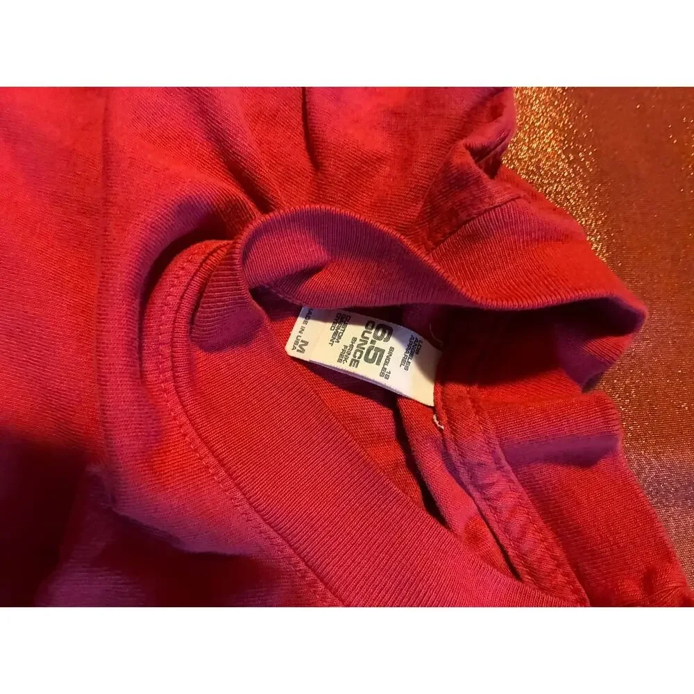 Long Sleeve T-Shirt Mens M Red Crew Neck Basic Casual Cotton Blend Soft Tee